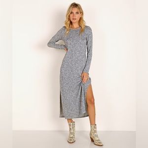 Show Me Your Mumu Maddison grey sparkle heathered knit sweater maxi dress Sz L